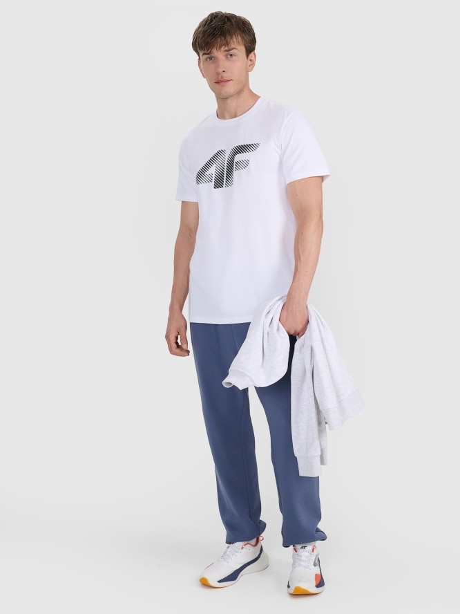 4F T-shirt regular z nadrukiem męski - biały 3XL