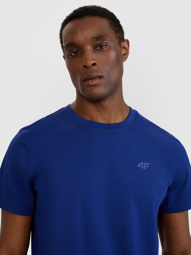 4F T-shirt regular gładki męski - granatowy S