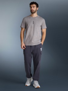 4F T-shirt regular z nadrukiem męski - szary XXL