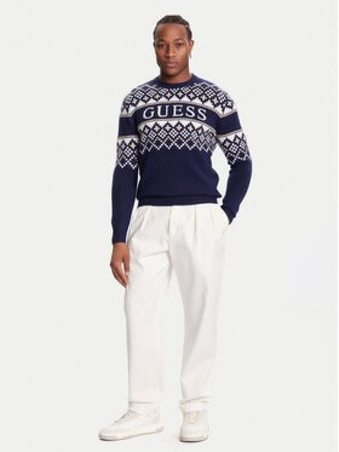 Guess Sweter M5BR61 Z4142 Granatowy Regular Fit