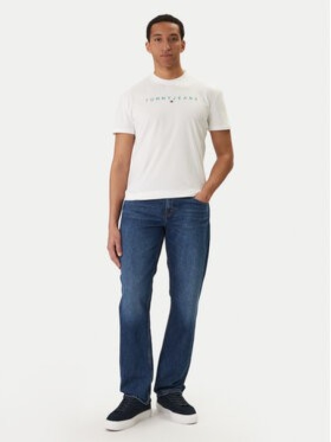 Tommy Jeans T-Shirt Linear Logo DM0DM20744 Biały Regular Fit