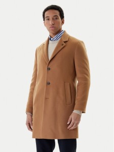 Tommy Hilfiger Płaszcz wełniany MW0MW40768 Brązowy Regular Fit