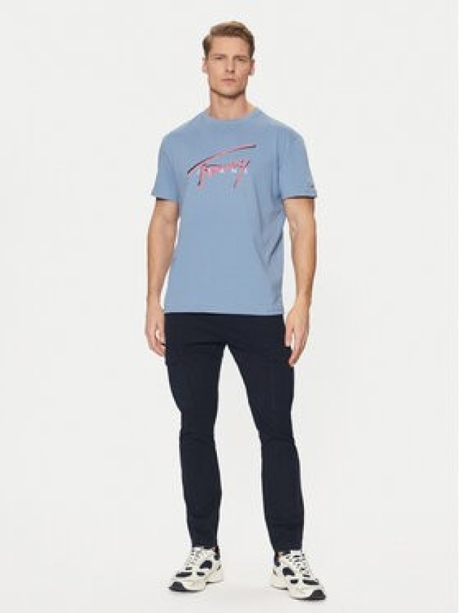 Tommy Jeans T-Shirt Signature DM0DM21109 Niebieski Regular Fit