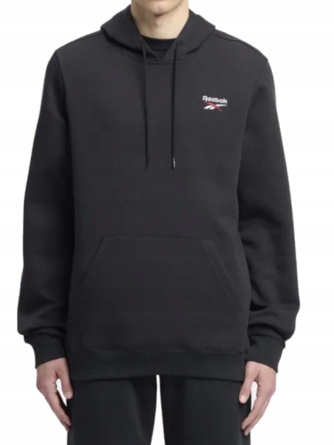 Bluza Męska Reebok Sportowa Czarna Bawełniana Z Kapturem