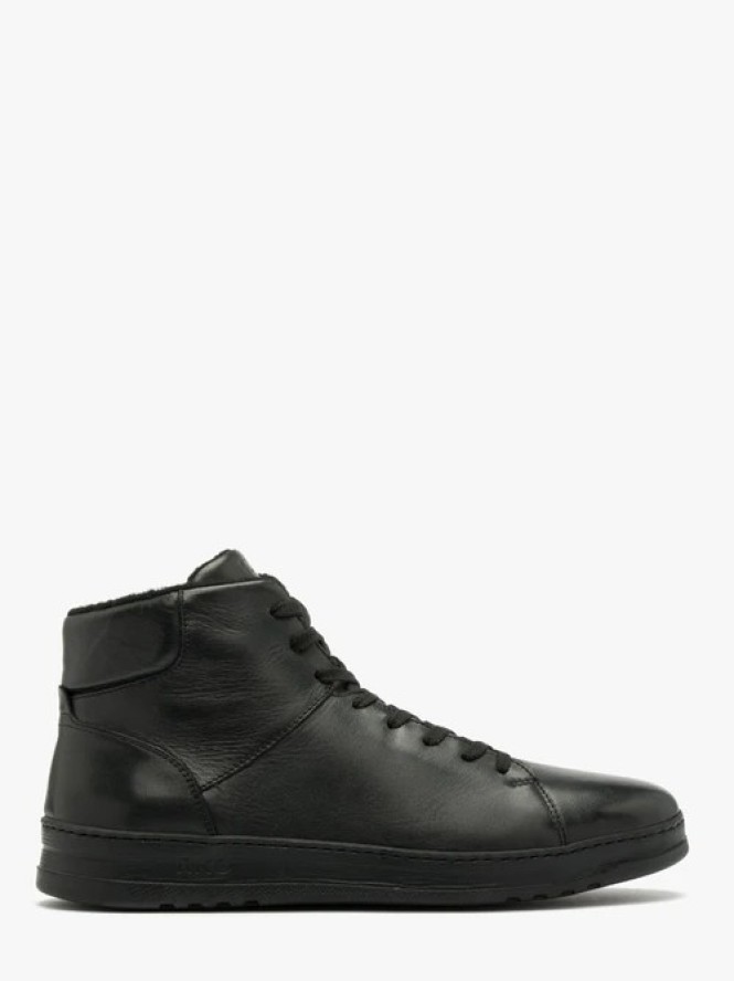 Czarne trzewiki męskie na lekkiej podeszwie