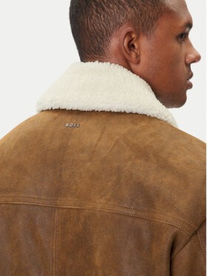 BOSS Kurtka skórzana Jonier 50547567 Beżowy Relaxed Fit