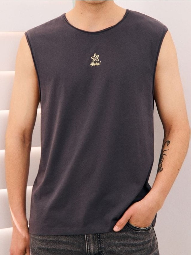 Tank top z nadrukiem - szary