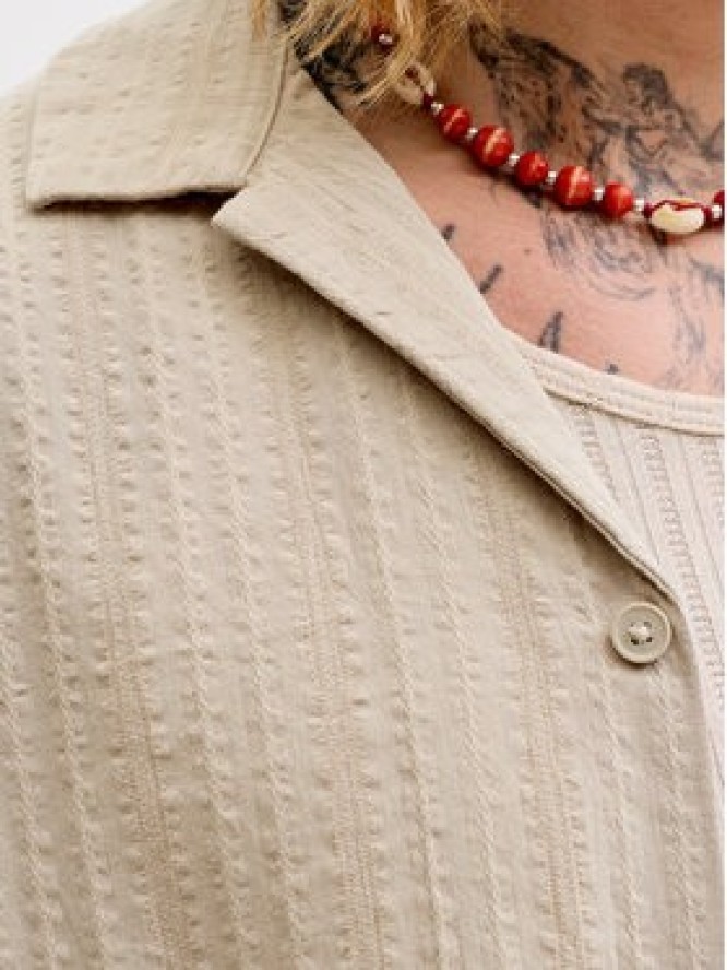 Jack & Jones Komplet koszula i szorty materiałowe Tyson 12297649 Beżowy Relaxed Fit