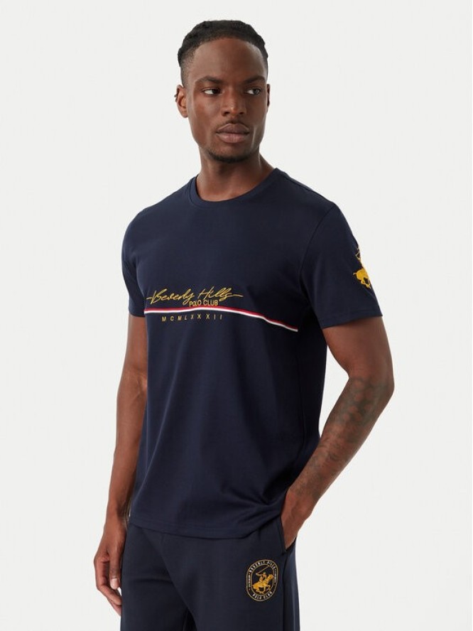 Beverly Hills Polo Club T-Shirt P-SS26M-TS1519 Granatowy Regular Fit