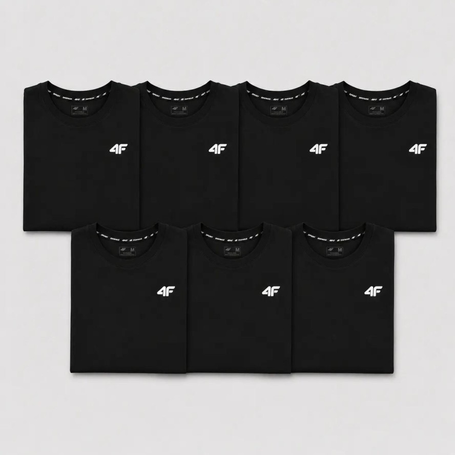 KOMPLET KOSZULEK MĘSKICH 4F ZESTAW 7PAK T-SHIRT S TTSHM3341 CZARNY