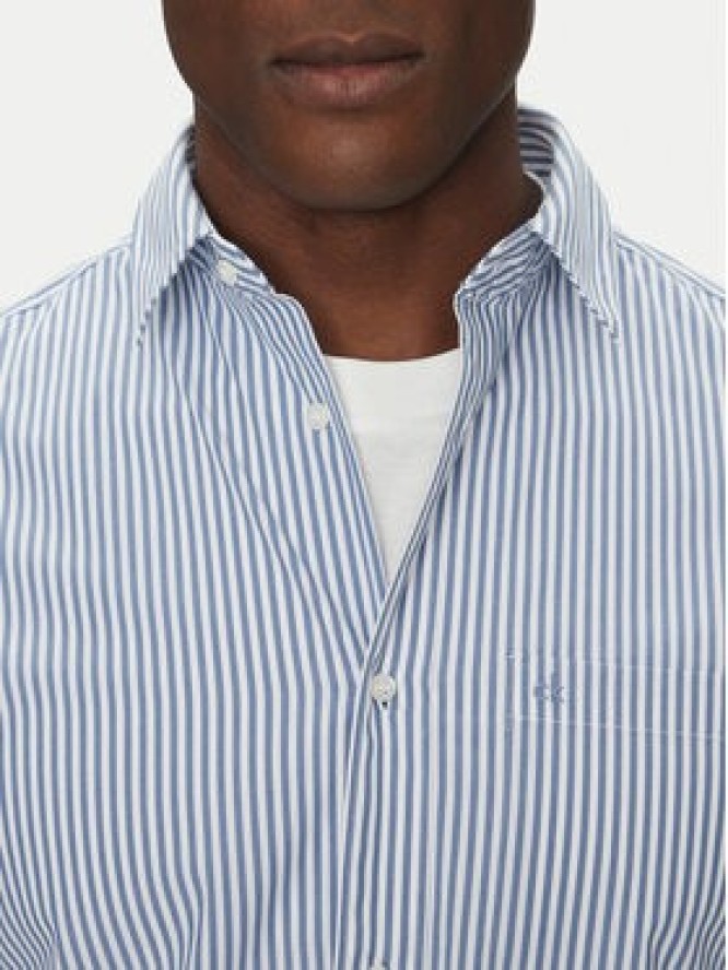 Calvin Klein Koszula Poplin Stripe L/S Shirt K10K114445 Niebieski Regular Fit