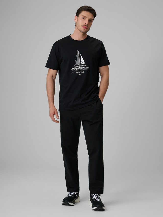 4F T-shirt relaxed z nadrukiem męski - czarny S