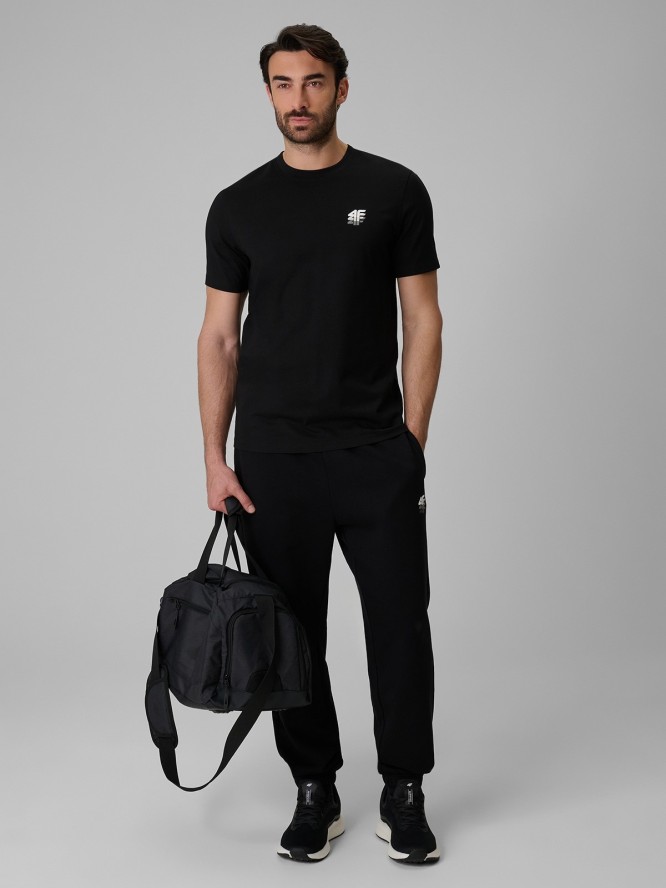4F T-shirt regular gładki męski - czarny M