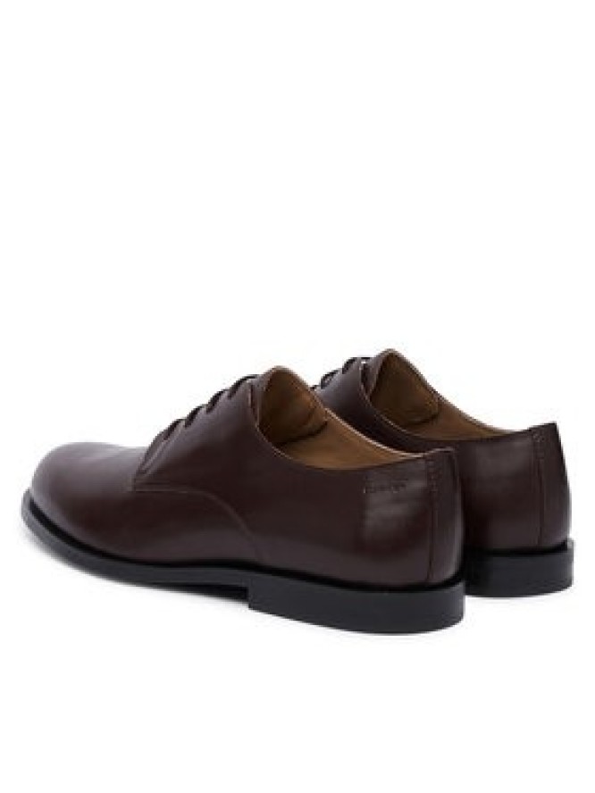 Calvin Klein Półbuty Ess Rubber Derby Lth HM0HM02056 Brązowy ciemny