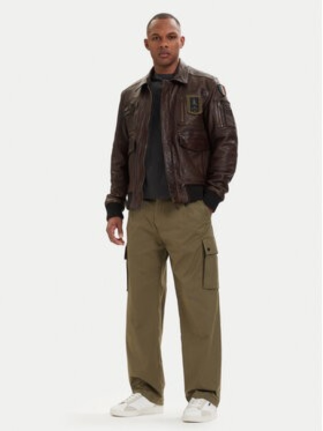 Aeronautica Militare Kurtka skórzana 261PN5058U100839 Brązowy Regular Fit