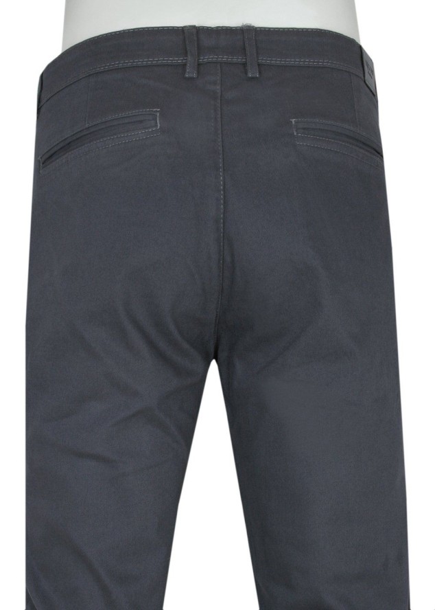 Męskie Spodnie Chinos marki Rigon – Bawełna z Elastanem – Slim Fit - Grafitowe