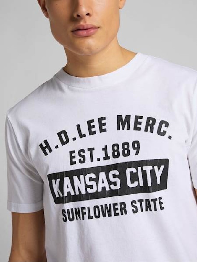 LEE SS KANSAS CITY TEE MĘSKI T-SHIRT KOSZULKA LOGO WHITE L60TFE12 112113532