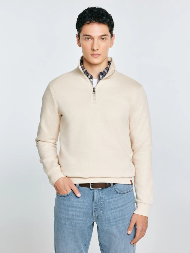 bluza męska ze stójką kremowa salih 103
