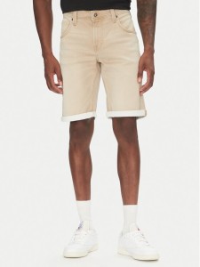 Mustang Szorty jeansowe Chicago Z 1016351 Beżowy Slim Fit