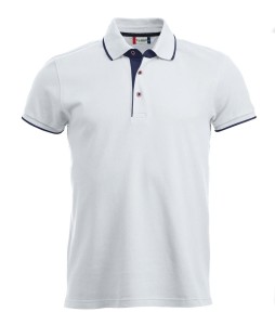clique Polo Seattle 100% bawełna, biało-granatowy kontrast – white/dark navy