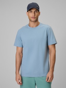 4F T-shirt regular gładki męski - niebieski S