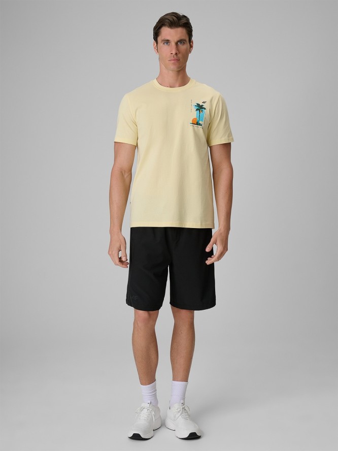 4F T-shirt regular z nadrukiem męski - żółty M