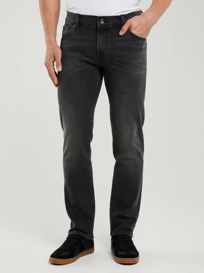 Jeansy męskie dopasowane z przetarciami czarne Martin 953