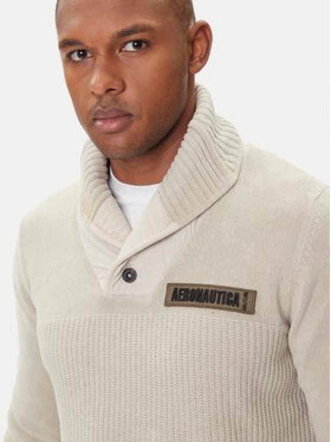 Aeronautica Militare Sweter 252MA1574UL00539 Beżowy Regular Fit