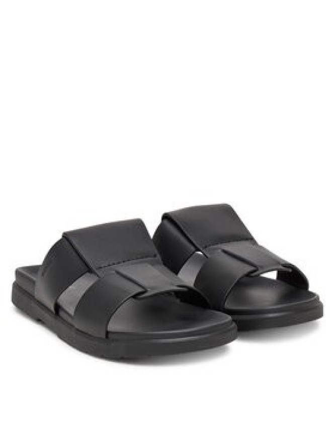 Calvin Klein Klapki Lug Sandal Double T Lth HM0HM01734 Czarny