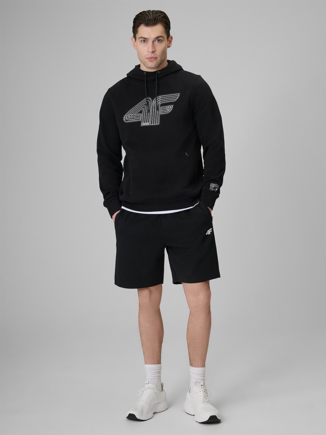 4F Bluza dresowa regular z kapturem męska - czarna XL
