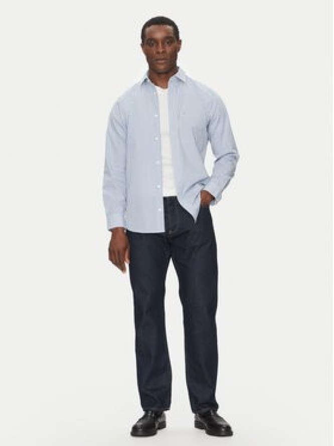 Calvin Klein Koszula Poplin Stripe L/S Shirt K10K114445 Niebieski Regular Fit