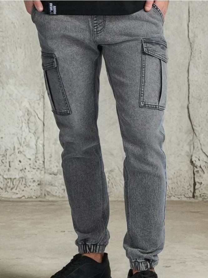 Spodnie jogger cargo - szary