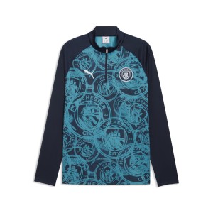 Męska koszulka na rozgrzewkę Manchester City z zamkiem 1/4 PUMA