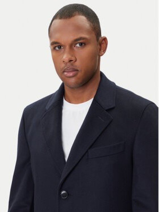 BOSS Płaszcz wełniany Hyde 50549187 Granatowy Slim Fit