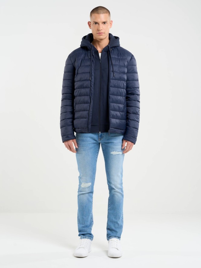 Jeansy męskie dopasowane z przetarciami jasnoniebieskie Terry Slim 239