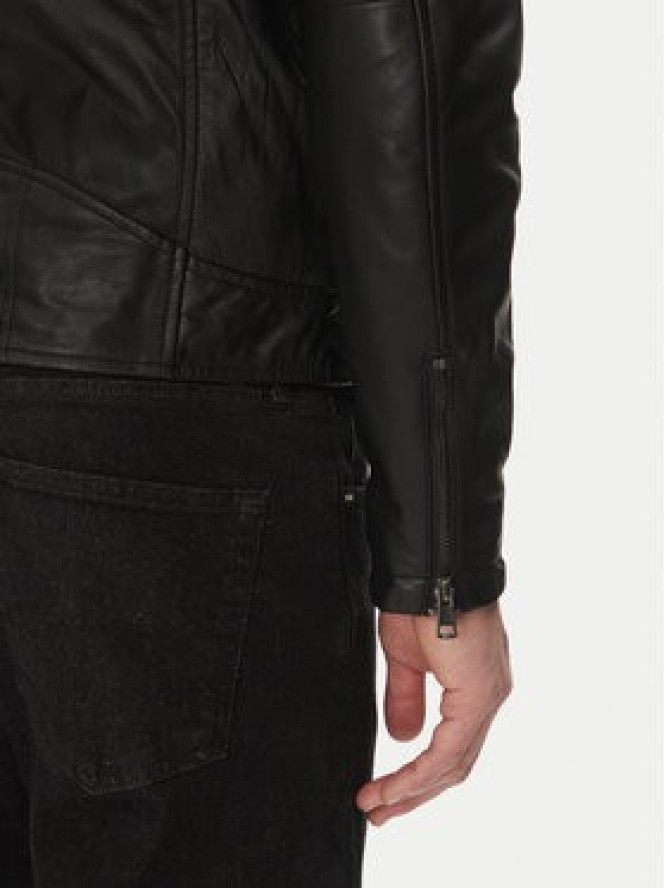 Serge Pariente Kurtka skórzana Sean Czarny Regular Fit