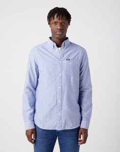 WRANGLER LS 1 PKT BUTTON DOWN MĘSKA KOSZULA MATERIAŁOWA MATERIAŁ BLUE TINT W5B1BMX7K 112320866