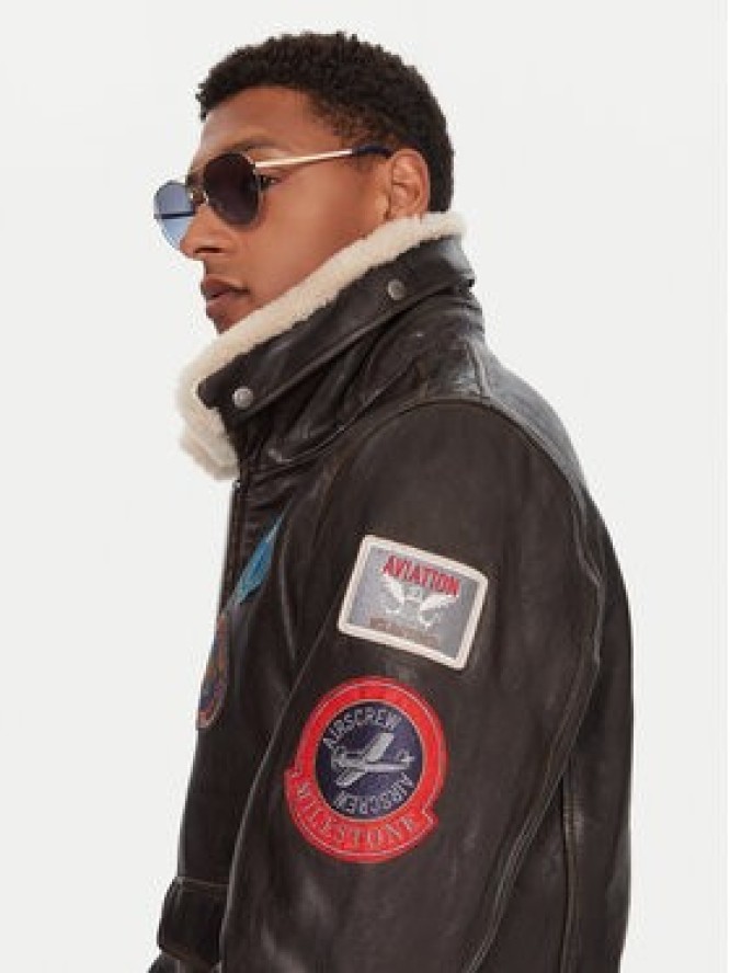 Milestone Kurtka skórzana MSMatti 531070 60400 Czarny Regular Fit