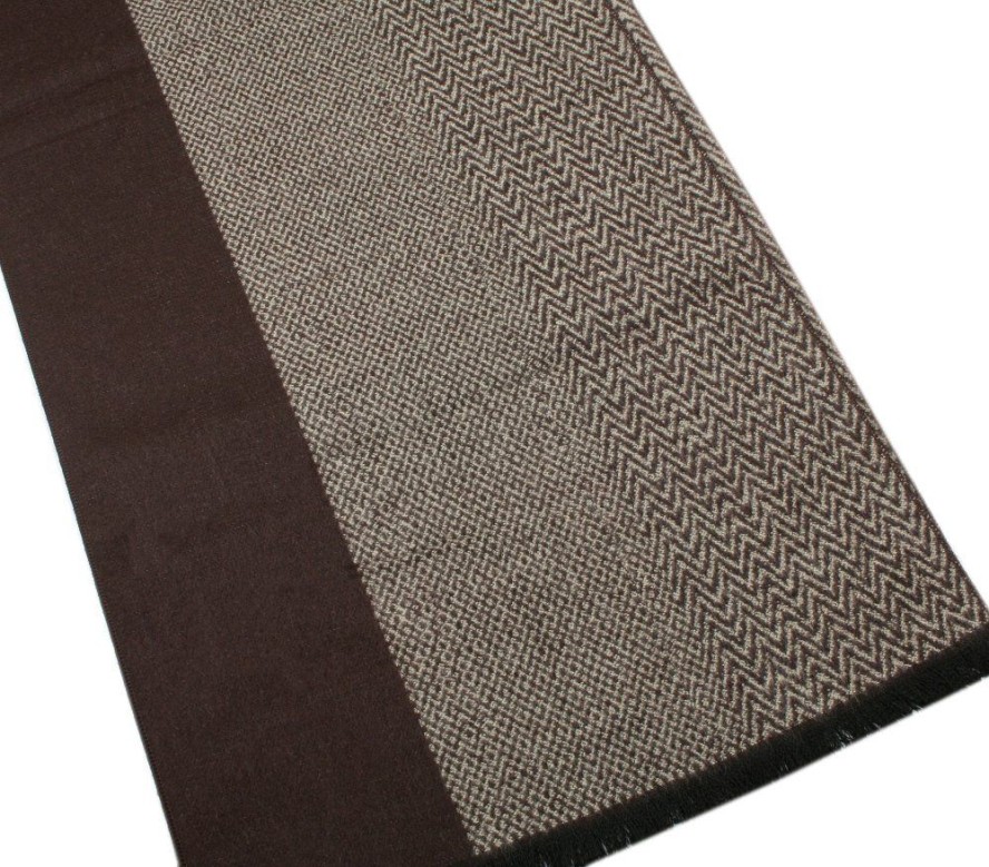 Męski Szalik z Wiskozy - Alties - Brąz z Beżem