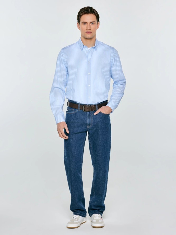 Koszula męska w prążek błękitna Gibinor 400