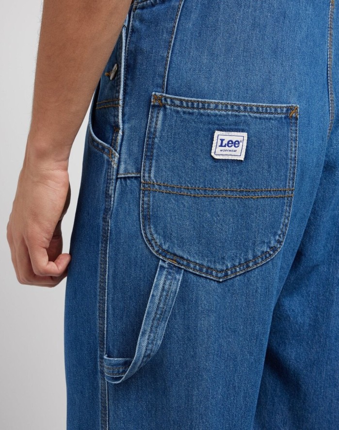 LEE BIB MID MĘSKIE SPODNIE JEANSOWE OGRODNICZKI JEANS MID SHADE 112349314 L72Z017385