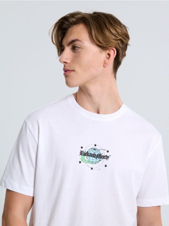 Koszulka z nadrukiem na plecach Rick and Morty - biały