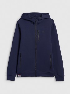 4F Bluza dresowa regular z kapturem męska - granatowa XL