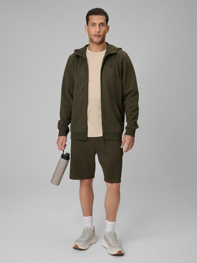 4F Bluza dresowa regular z kapturem męska - khaki XL