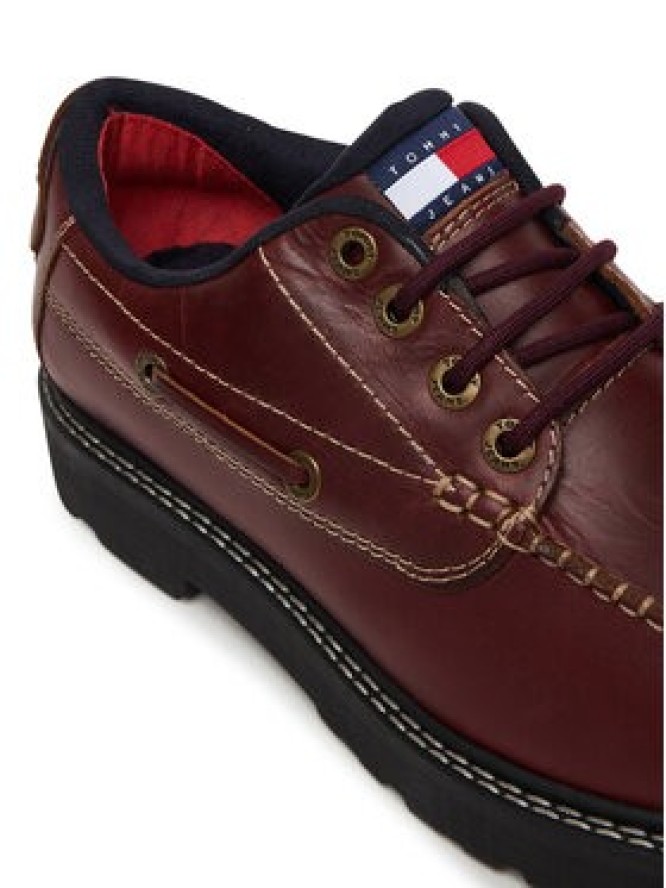 Tommy Jeans Półbuty Archive '01 Boat Shoe Leather EM0EM01651 Brązowy