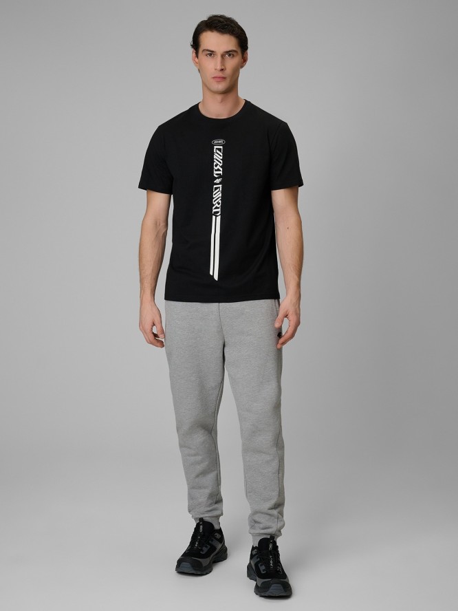 4F T-shirt regular z nadrukiem męski - czarny M
