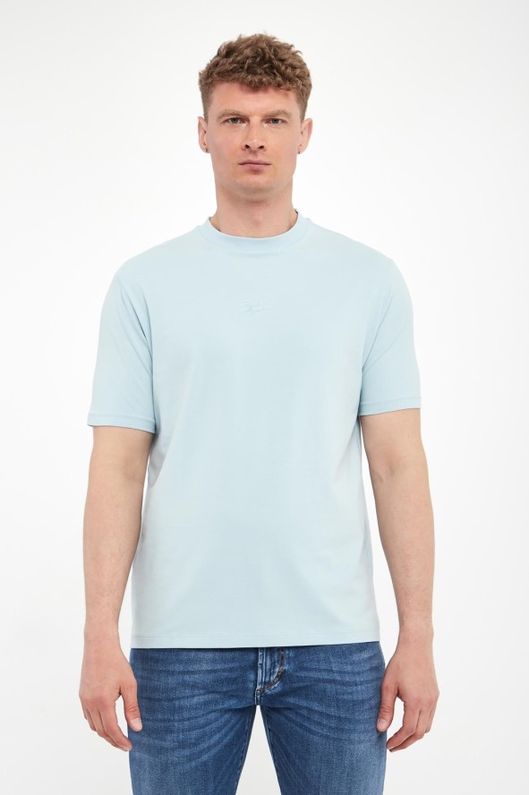 T-shirt męski z tłoczonym logo KARL LAGERFELD