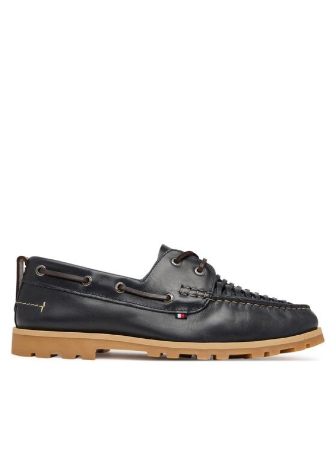 Tommy Hilfiger Półbuty Hilfiger Braided Lth Boat Shoe FM0FM05892 Granatowy