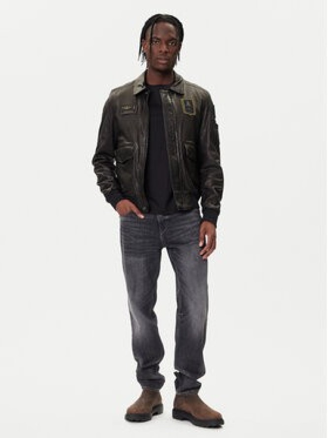 Aeronautica Militare Kurtka skórzana 252PN0895U100839 Czarny Regular Fit