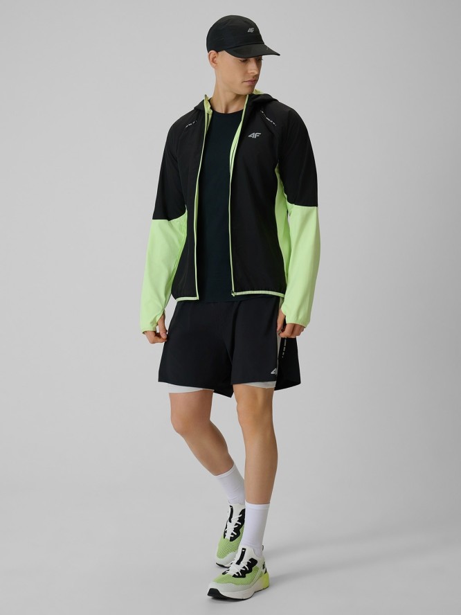 4F Bluza do biegania regular z kapturem męska - żółta XL